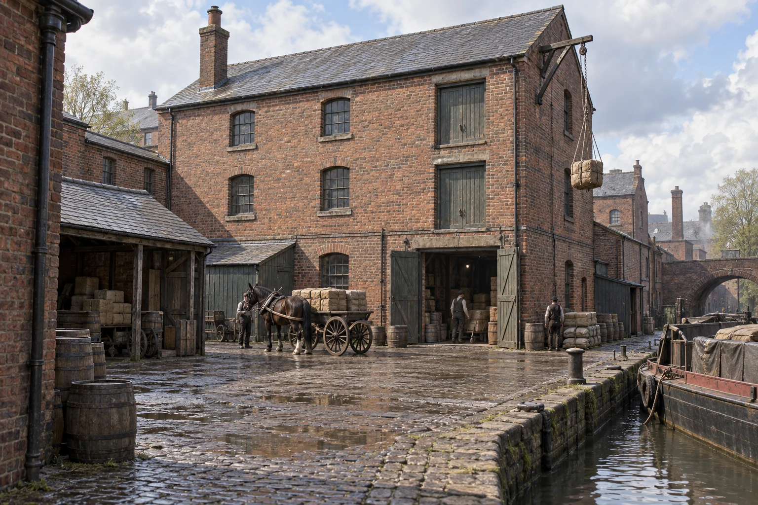 Warehouses & Depots, c. 1901; AI-generated historical interpretation set in Britain.