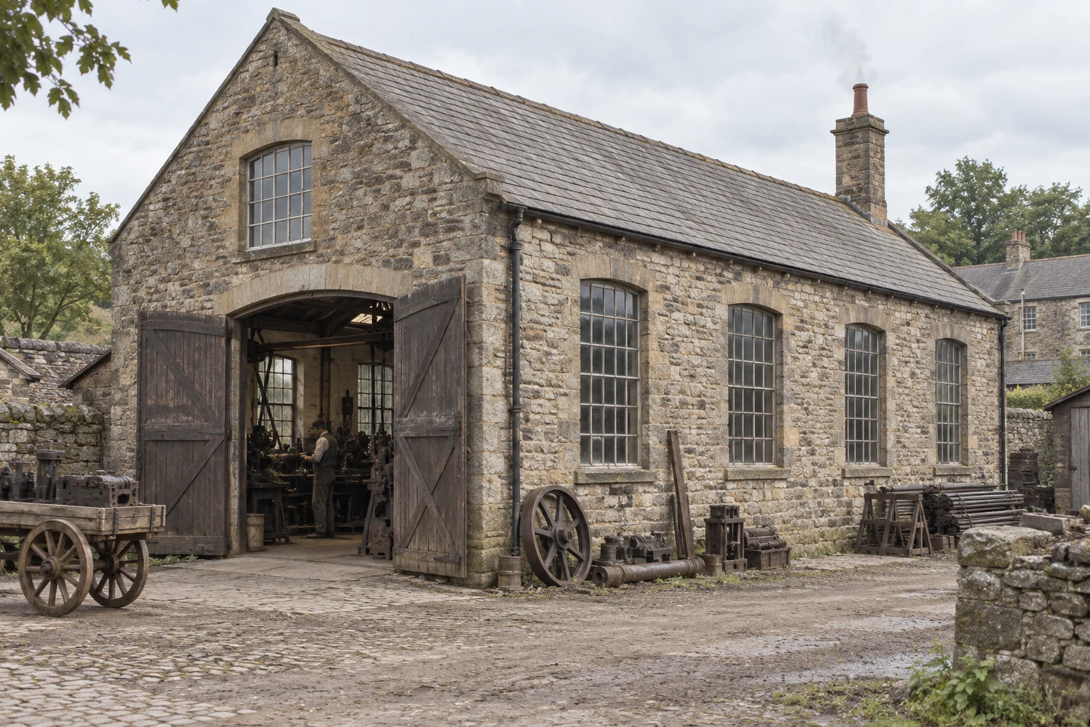 Workshops, c. 1892; AI-generated historical interpretation set in Britain.