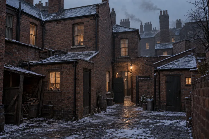 Back Streets & Courts, c. 1896; AI-generated historical interpretation set in Britain.