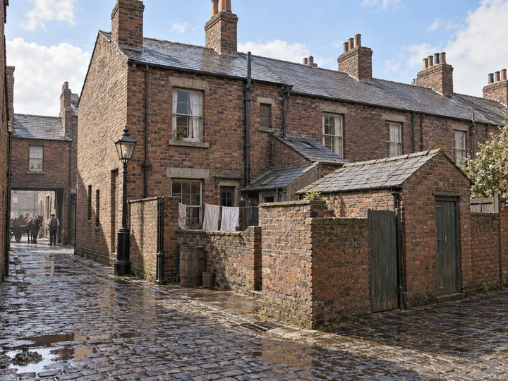 Back Streets & Courts, c. 1897; AI-generated historical interpretation set in Britain.