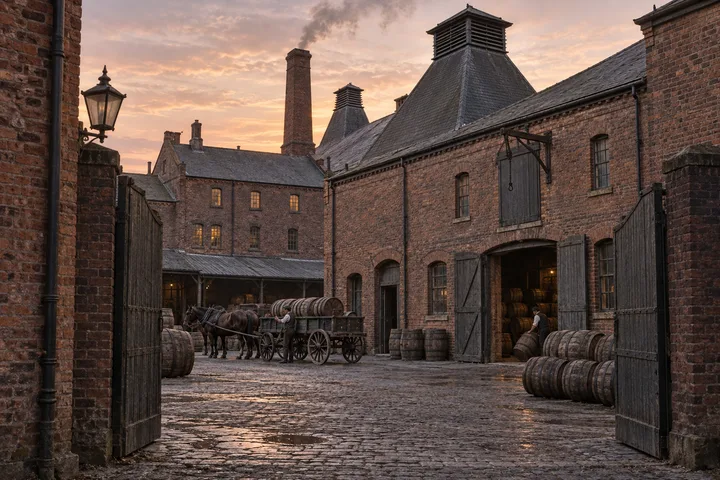 Breweries & Maltings, c. 1892; AI-generated historical interpretation set in Britain.