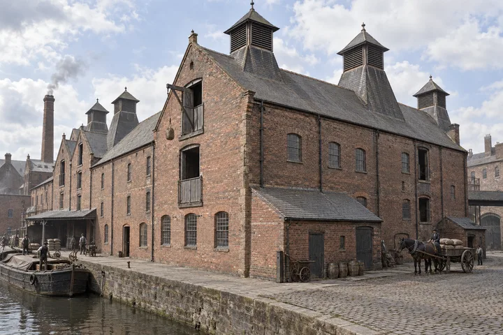 Breweries & Maltings, c. 1890; AI-generated historical interpretation set in Britain.