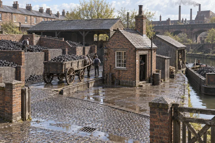 Coal Yards, c. 1901; AI-generated historical interpretation set in Britain.