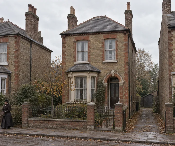 Detached Houses and Villas, c. 1890; AI-generated historical interpretation set in Britain.