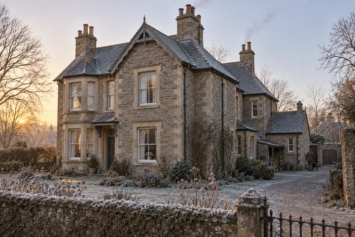 Detached Houses and Villas, c. 1899; AI-generated historical interpretation set in Britain.