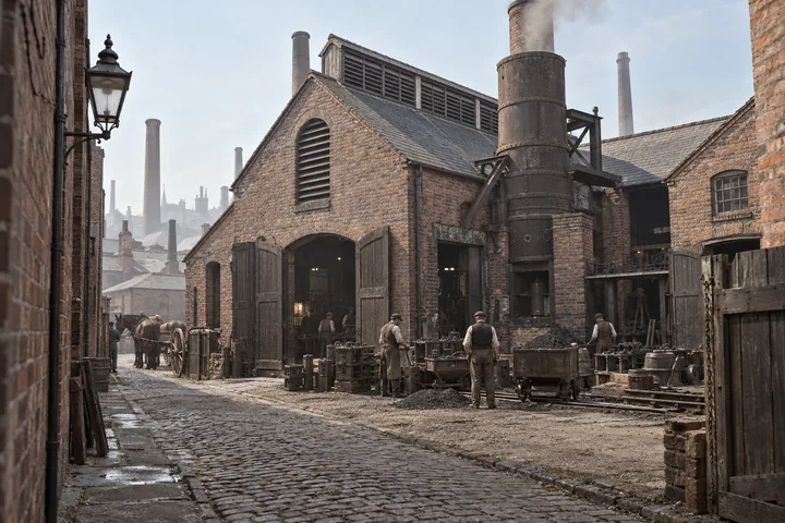 Foundries & Forges, c. 1890; AI-generated historical interpretation set in Britain.