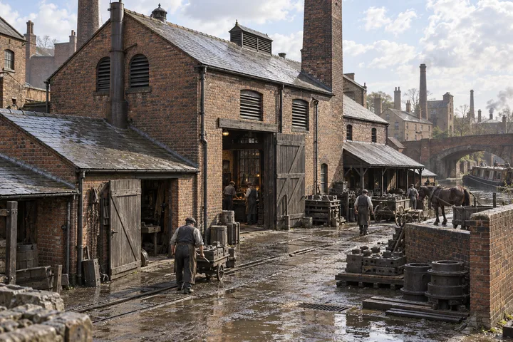 Foundries & Forges, c. 1897; AI-generated historical interpretation set in Britain.