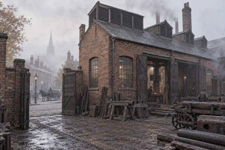 Foundries & Forges, c. 1895; AI-generated historical interpretation set in Britain.