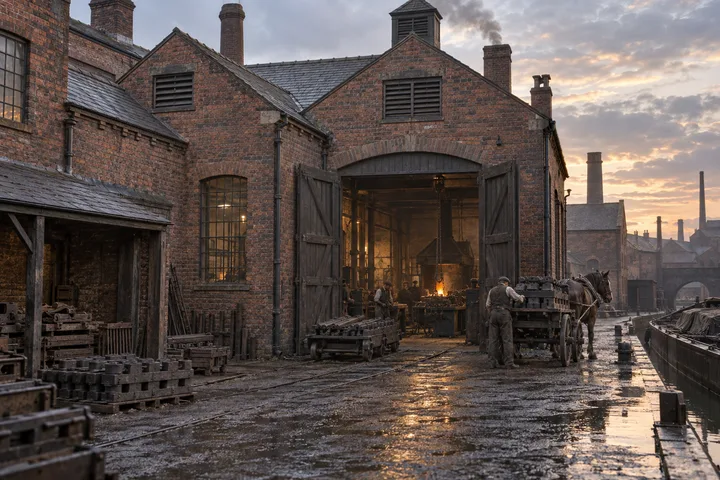 Foundries & Forges, c. 1907; AI-generated historical interpretation set in Britain.