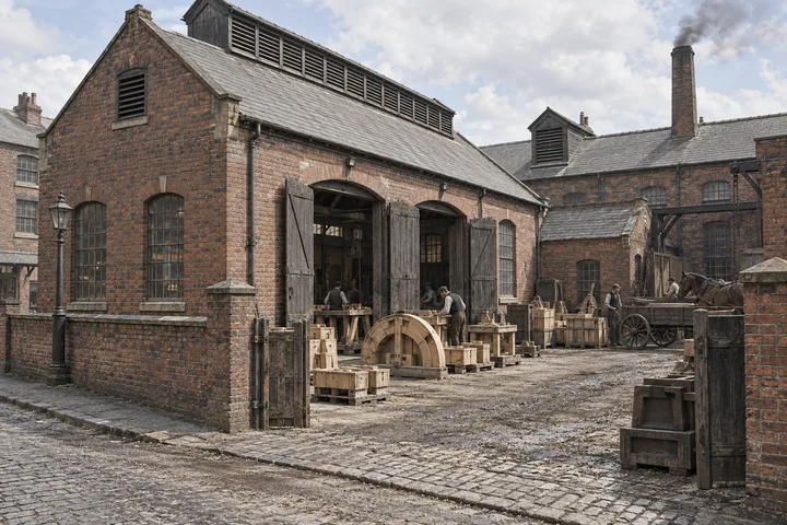Foundries & Forges, c. 1884; AI-generated historical interpretation set in Britain.