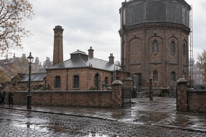 Gasworks & Utilities, c. 1888; AI-generated historical interpretation set in Britain.