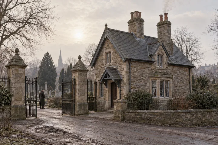 Gatehouses and Lodges, c. 1904; AI-generated historical interpretation set in Britain.