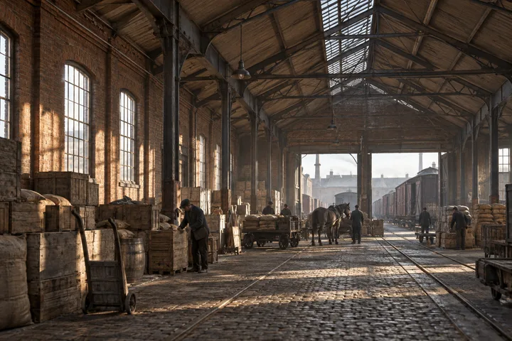 Industrial Interiors, c. 1904; AI-generated historical interpretation set in Britain.