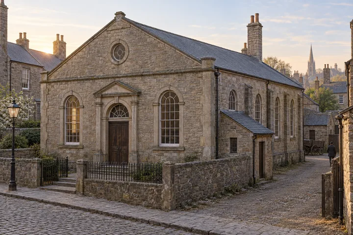 Institutional Buildings, c. 1884; AI-generated historical interpretation set in Britain.