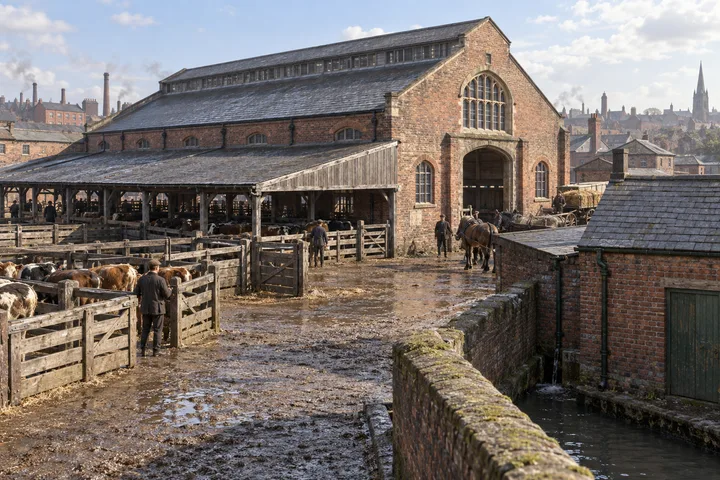 Markets, c. 1885; AI-generated historical interpretation set in Britain.