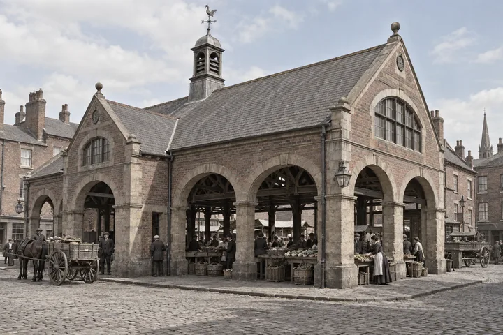 Markets, c. 1891; AI-generated historical interpretation set in Britain.