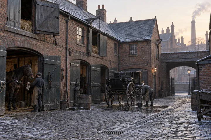 Mews & Service Yards, c. 1899; AI-generated historical interpretation set in Britain.