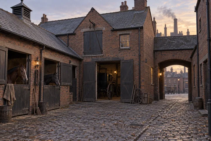 Mews & Service Yards, c. 1907; AI-generated historical interpretation set in Britain.