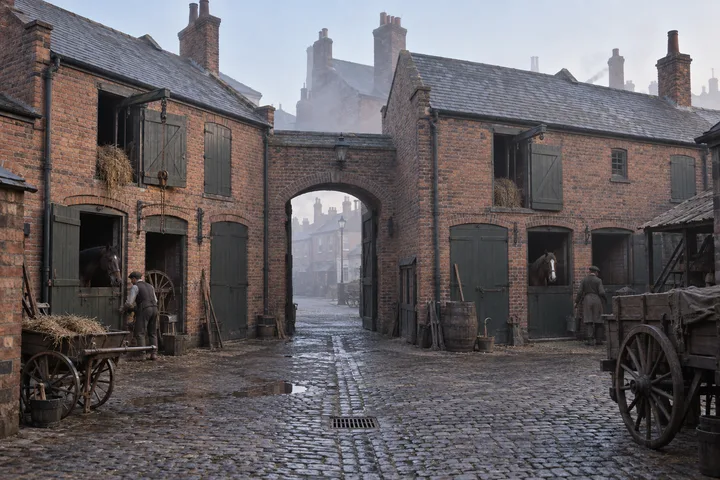 Mews & Service Yards, c. 1890; AI-generated historical interpretation set in Britain.
