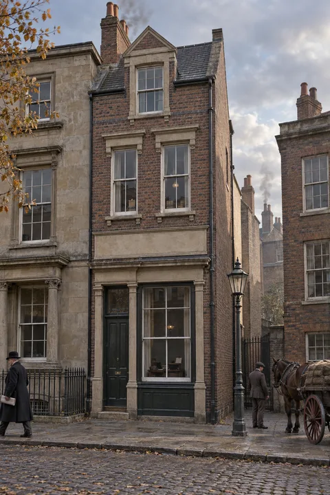 Offices, c. 1903; AI-generated historical interpretation set in Britain.