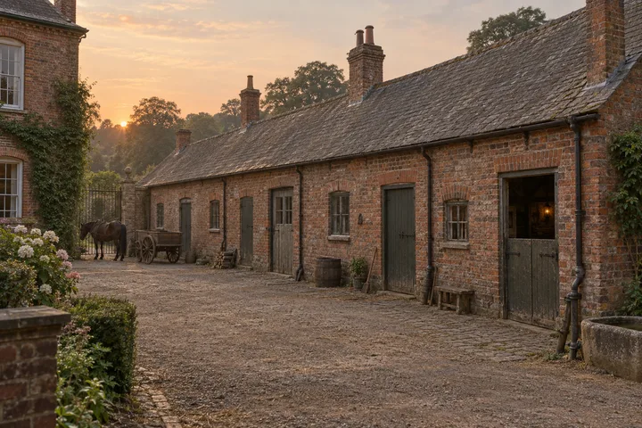 Outbuildings, c. 1892; AI-generated historical interpretation set in Britain.