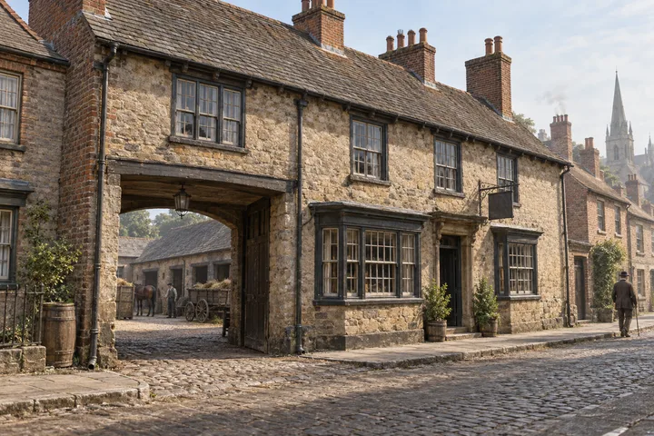 Public Houses and Inns, c. 1891; AI-generated historical interpretation set in Britain.