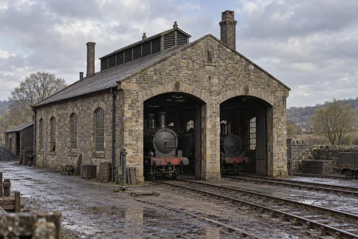 Railway Buildings, c. 1908; AI-generated historical interpretation set in Britain.