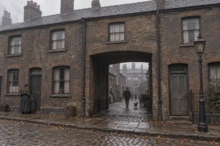 Slums, c. 1895; AI-generated historical interpretation set in Britain.
