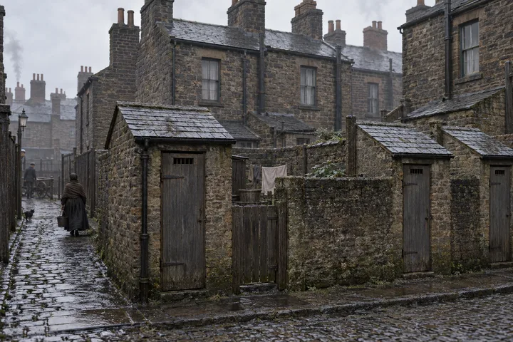 Slums, c. 1885; AI-generated historical interpretation set in Britain.