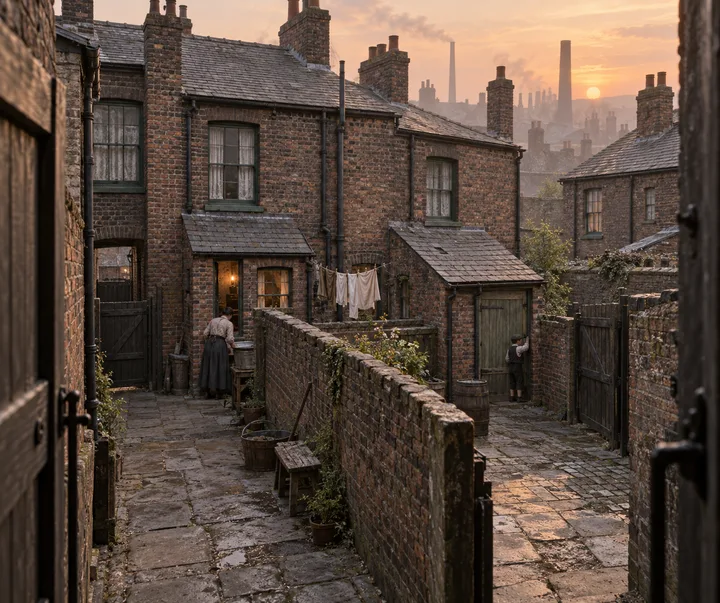 Slums, c. 1904; AI-generated historical interpretation set in Britain.