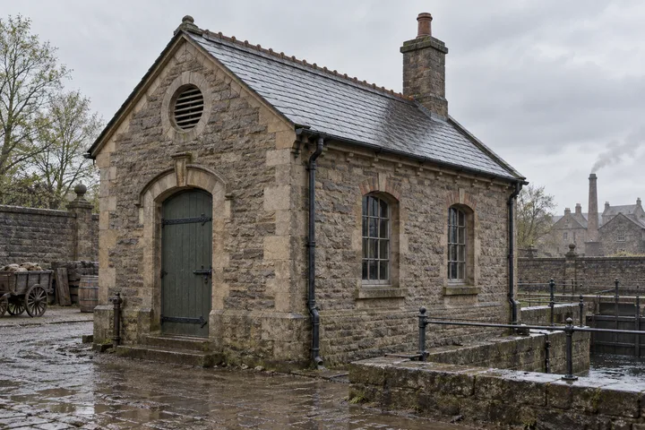Small Utility Buildings, c. 1894; AI-generated historical interpretation set in Britain.
