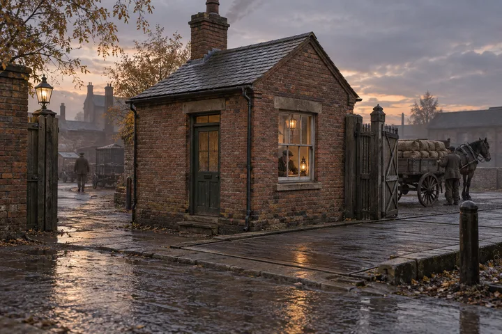 Small Utility Buildings, c. 1903; AI-generated historical interpretation set in Britain.