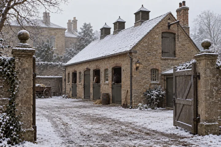 Stables, c. 1889; AI-generated historical interpretation set in Britain.