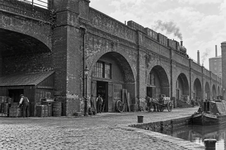 Viaducts & Arches, c. 1909; AI-generated historical interpretation set in Britain.