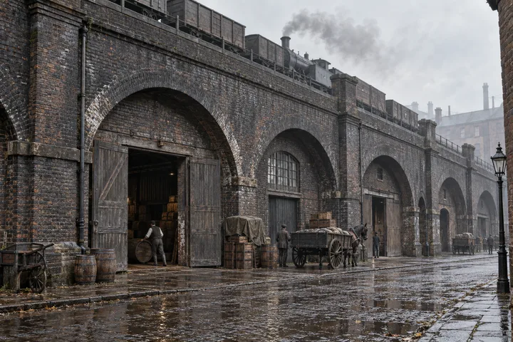 Viaducts & Arches, c. 1883; AI-generated historical interpretation set in Britain.