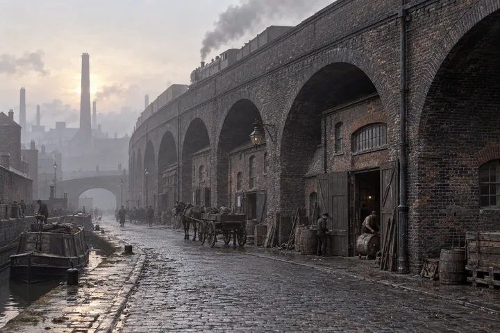 Viaducts & Arches, c. 1893; AI-generated historical interpretation set in Britain.