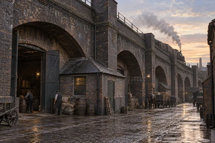 Viaducts & Arches, c. 1904; AI-generated historical interpretation set in Britain.
