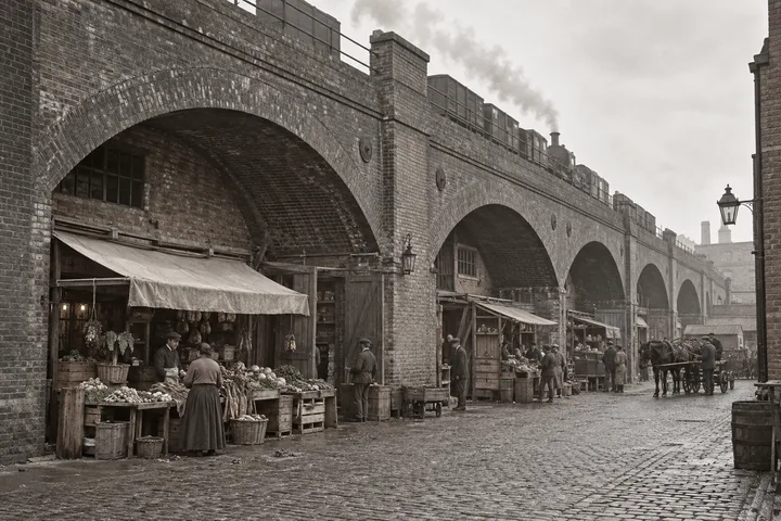 Viaducts & Arches, c. 1893; AI-generated historical interpretation set in Britain.