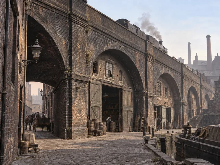 Viaducts & Arches, c. 1906; AI-generated historical interpretation set in Britain.