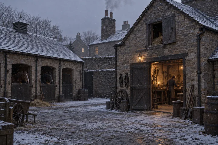 Workshops, c. 1886; AI-generated historical interpretation set in Britain.
